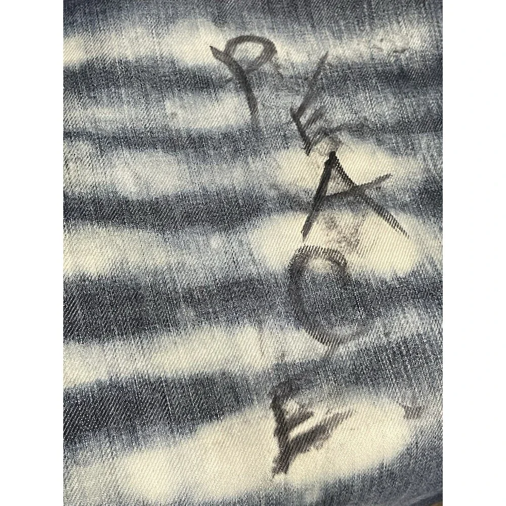 Helix 34 X 32 Men's Custom Graphic Denim Jeans - Peace & Leaf Bleach Wash